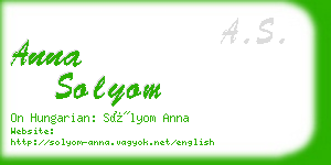 anna solyom business card